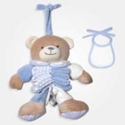 Carillon ourson accordéon avec bavoir décoratif à broder - Bleu