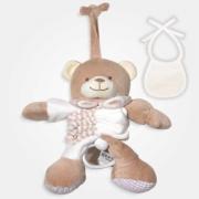Carillon ourson accordéon avec bavoir décoratif à broder - Crème