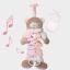 Carillon ourson accordéon avec bavoir décoratif à broder - Rose