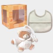 Coffret cadeau : Mini Baby Bear et Bavoir à broder - Crème