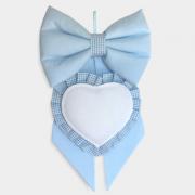 Ruban de naissance avec cœur à broder - Bleu