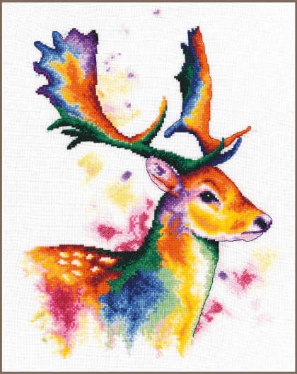Cerf aux couleurs arc-en-ciel