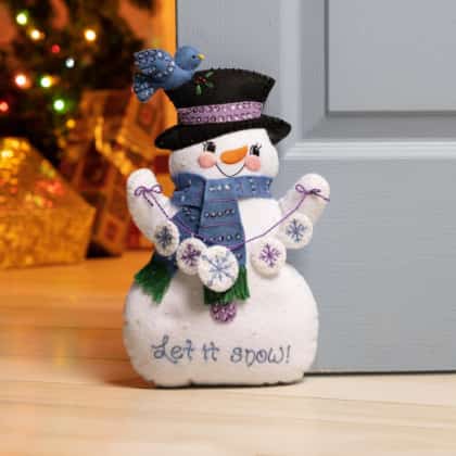 Kit butée de porte en feutrine - Let It Snow