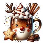 Warm Peace Magnet (Reindeer Hot Chocolate Mug with Star)