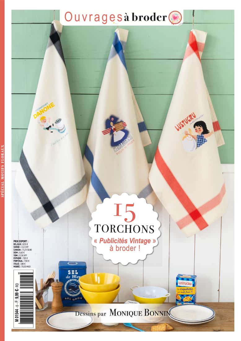 Torchon Broderie BON APPETIT 50x70cm - 100% Coton, Fabriqué En Italie - Pour Cuisine, Personnalisation
