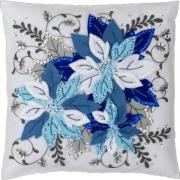 Winter Blue Poinsettia - Kit de coussin en feutrine