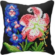 Coussin - Fleurs sur fond noir