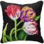 Coussin - Tulipes sur fond noir