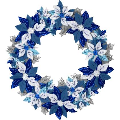 Winter Blue Poinsettia - Kit Couronne en feutrine