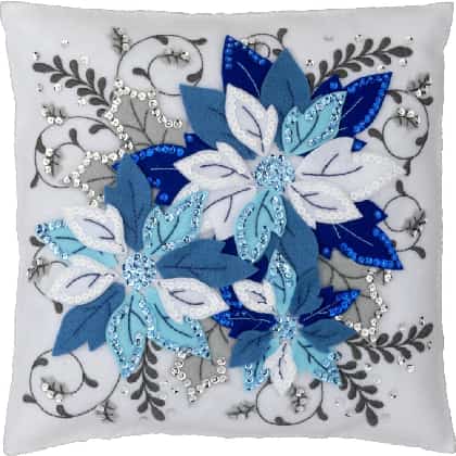 Winter Blue Poinsettia - Kit de coussin en feutrine