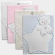 Couverture en polaire - Ourson - Bleu clair