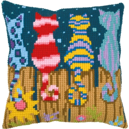 Coussin - Chats sur la clôture