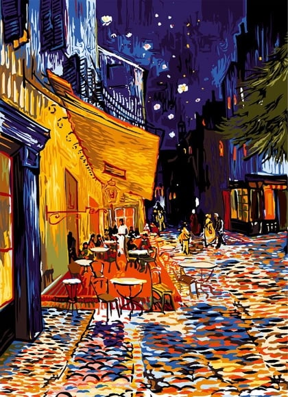 Terrasse de café le soir place du forum (Vincent van Gogh)