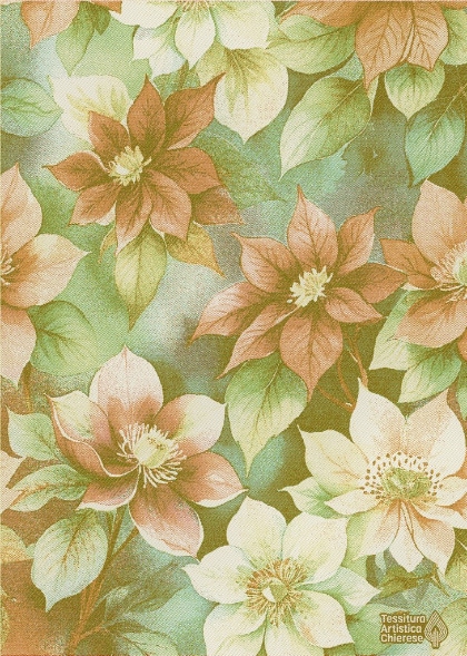 Serviette - Fiori di Natale - Or-Vert-Rouge Lurex - NO Aida