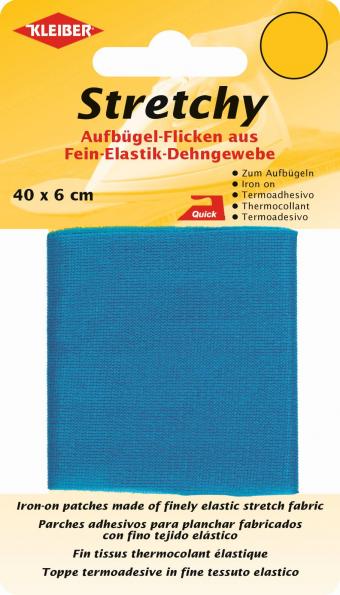 Tissu thermocollant extensible - Bleu moyen