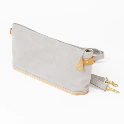 Sac de Rangement avec Base en Bois - Gris clair