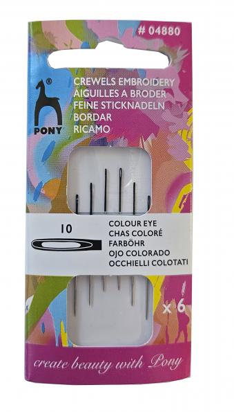 Aiguilles à crewel/broderie, avec grand œillet coloré - taille 1