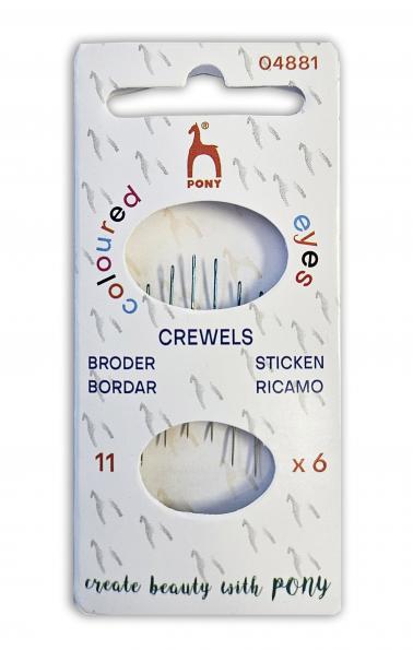 Aiguilles à crewel/broderie, avec grand œillet coloré - taille 1