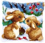 Coussin - Lapins dans la neige