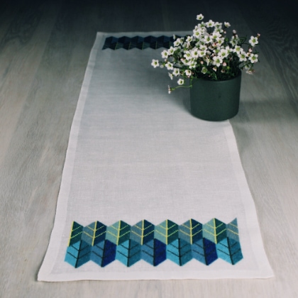 Chemin de table - Blue leavel