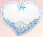 Ruban de naissance - Cœur avec Ours endormi - Bleu ciel
