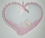 Ruban de naissance - Cœur avec Ours endormi - Rose