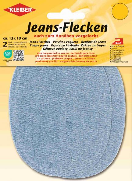Patches en jean ovales - Bleu clair