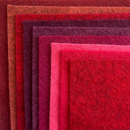 Assortiment de feutrine Velours Rubis 15x15cm.