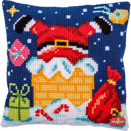 Coussin - Père Noël dans la cheminée