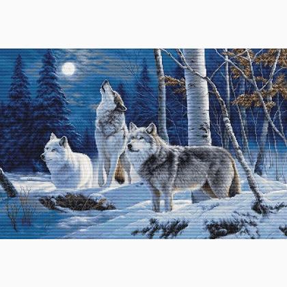 The Howl of Wolves and the Winter Moon - Petit Point