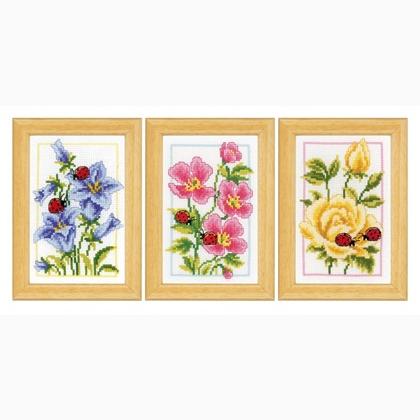 Miniatures Fleurs et coccinelles - lot de 3