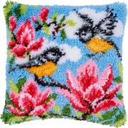 Coussin - Mésanges et magnolia