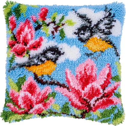 Coussin - Mésanges et magnolia