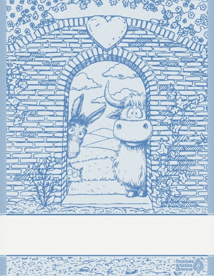 Serviette - Happy Farm - Bleu