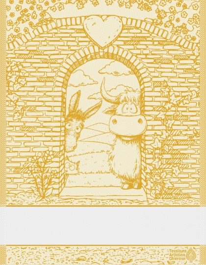 Serviette - Happy Farm - Jaune