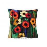 Coussin - Motif floral coloré - Fleurs sauvages