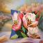 Coussin - Motif floral coloré - Tulipes