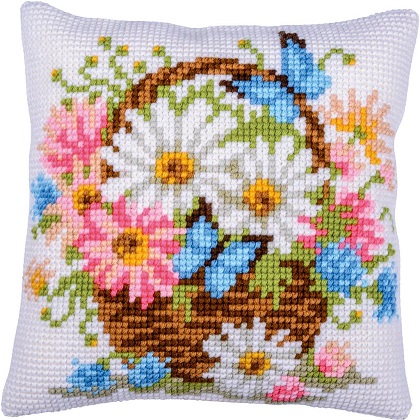 Coussin - Panier de fleurs