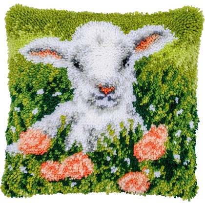 Coussin - Agneau parmi les fleurs
