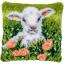Coussin - Agneau parmi les fleurs