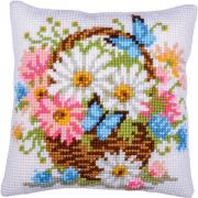 Coussin - Panier de fleurs