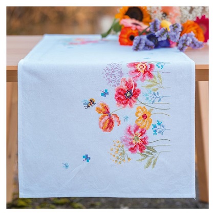 Chemin de Table - Coquelicots et fleurs sauvages