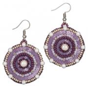 Boucles d'oreilles rondes - Motif violet