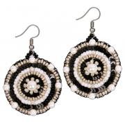 Boucles d'oreilles rondes - Motif noir et blanc