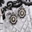 Boucles d'oreilles rondes - Motif noir et blanc