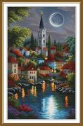 Paysage urbain au clair de lune