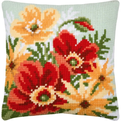 Coussin - Bouquet coquelicots