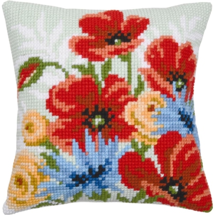 Coussin - Bouquet coquelicots 2
