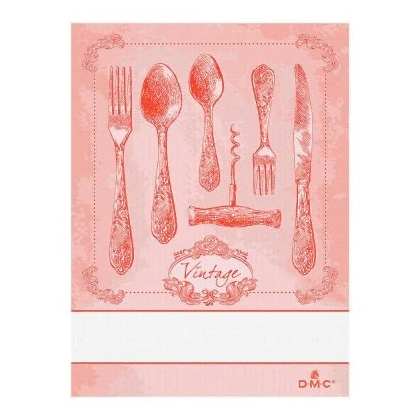Torchon : Coutellerie vintage - Rose