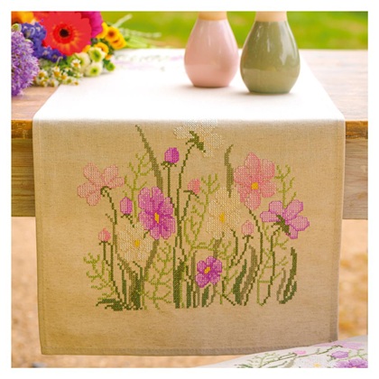 Chemin de Table - Fleurs roses